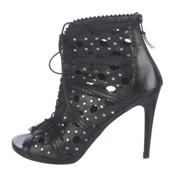 Stuart Weitzman Cagey Black Leather Rocker Ankle Bootie Size 9.5 Good Condition - Picture 1 of 16